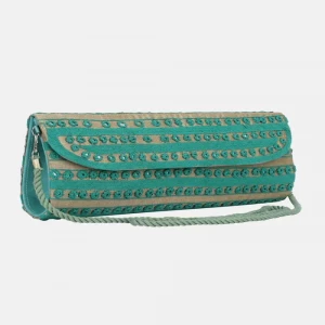 Seafoam Green Embroidered Dupioni Silk Purse