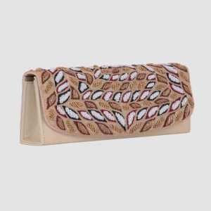 Beige Erri Embroidered Leather Purse