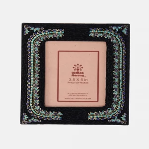 Black Printed and Embroidered Velvet Photo Frame