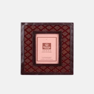 Maroon Appliqued Leather Photo Frame - Small