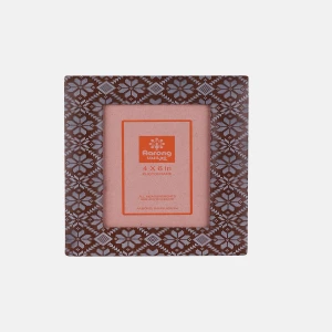 Brown Printed Genuine Leather Photo Frame