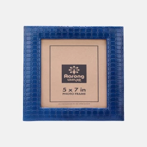 Blue Embossed Genuine Leather Photo Frame
