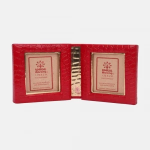 Red Faux Leather Folding Photo Frame