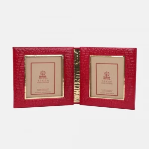 Red Embossed Leather Photo Frame