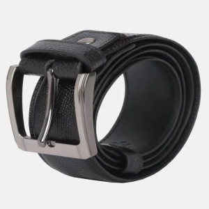 Black Embossed Leather Belt