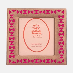 Copper Embroidered Faux Leather Photo Frame