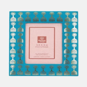 Peacock Blue Faux Leather Photo Frame