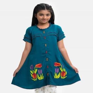 Teal Viscose Kids Tunic
