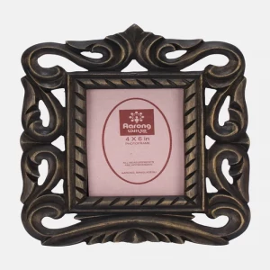 Black Carved Wooden Photo Frame 4x6 in