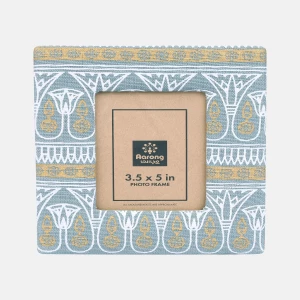 Blue-Grey Printed Jute Photo Frame- Medium