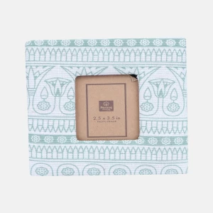 Off White Printed Jute Photo Frame- Small