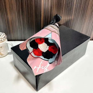 Elegant Preserved Flower Bouquet: Combination Of Red, Black, And White
