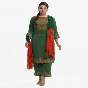 Green Georgette Straight Salwar Kameez