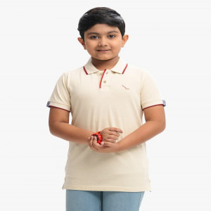 Beige Pique Short Sleeve Polo