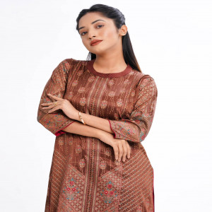 Brown Crepe Kameez