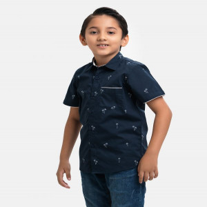 Navy Blue  Cotton Casual Shirt