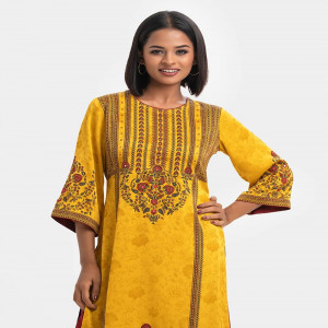 Yellow Georgette Straight Kameez