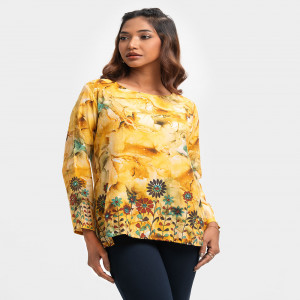 Yellow Cotton A-line Woven Top