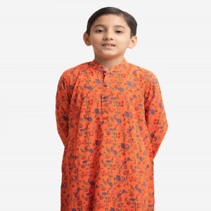 Orange Viscose Kids Panjabi