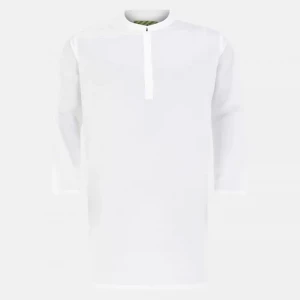 White Embroidered And Textured Cotton Taaga Man Panjabi