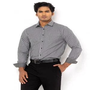 White and Black Check Executive Semi Formal Shirt