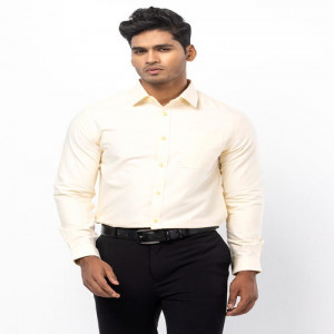 Pastel Yellow Cotton Executive Formal Shirt