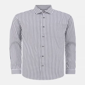 Light Grey Striped And Textured Cotton Executive Premium Shirt