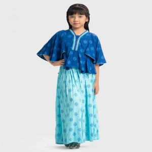 Blue Viscose Ghagra Choli Set