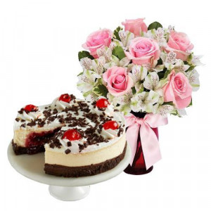 6-pink-roses-with-black-forest-cheesecake
