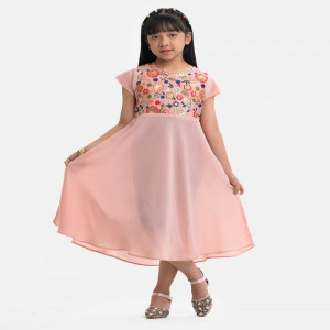 Pink Georgette A-line Frock