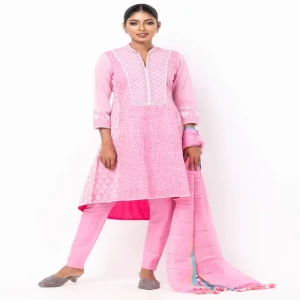 Pink Printed and Embroidered Handloom Cotton Shalwar Kameez