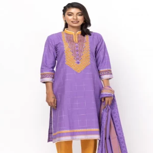 Lavender Printed and Embroidered Handloom Cotton Shalwar Kameez