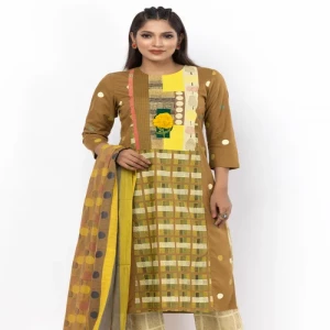 Brown Printed Viscose Shalwar Kameez