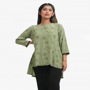 Green Silk-Viscose Woven Top