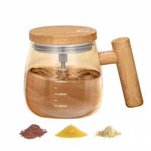 Thickening Heat Resistant Glass Mug Automatic Mixing Cup Milk Coffee Breakfast Cup with lid and handle For Home Office