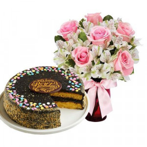 6-pink-roses-with-golden-fudge-cake