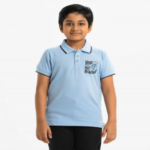 Sky Blue Cotton Short Sleeve Polo