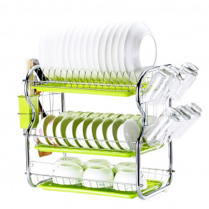 three-tier dish drainer rack by Baisheng. (Green)