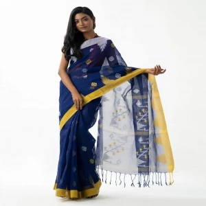 Navy Blue Cotton Saree