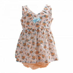 Peach Cotton Newborn Frock