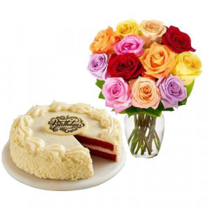 12-roses-with-red-velvet-cake