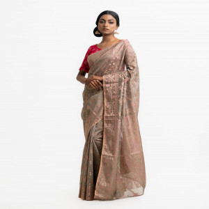Green Half-silk Zari Saree