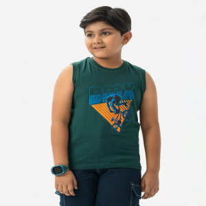 Green Cotton Sleeveless T-shirt