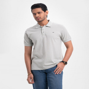 Ash Jacquard Cotton Short Sleeve Polo