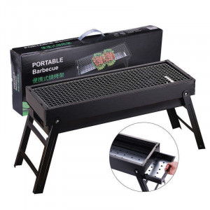 24 inchi Barbecue Grill Charcoal Outdoor Portable Set Machine Cast Iron Small Braai Stand Folding Bbq Grills - Black