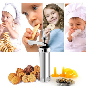 Cookie Maker Press Machine with 4 nozzles and 10 different molds.