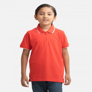 Red pique Short Sleeve Polo