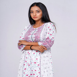 White Georgette Tunic with Shrug