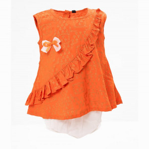 Orange Cotton Newborn Frock