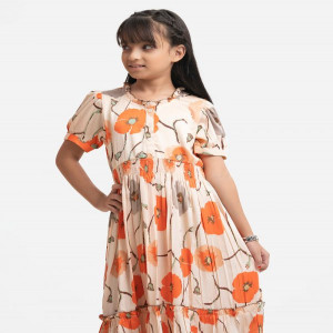 Orange Satin Georgette A-line FrockKGFK15940